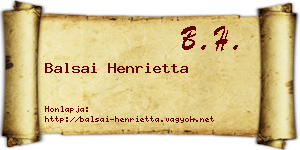 Balsai Henrietta névjegykártya